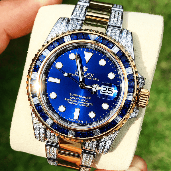 rolex watch blue and gold