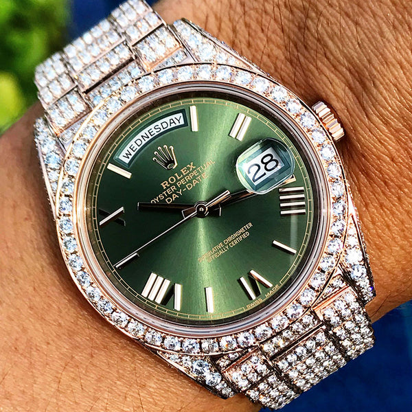 rose gold presidential rolex green face