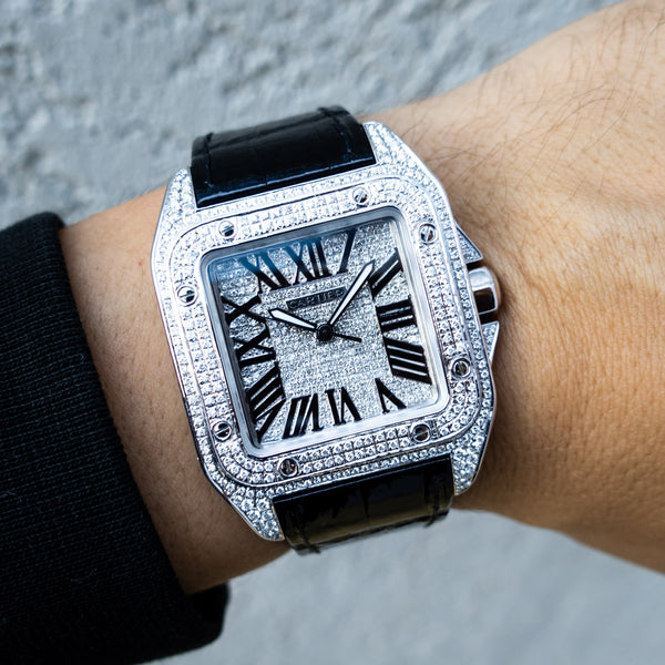 cartier santos 100 carbon black diamond