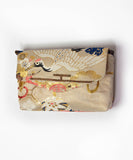 Beige Base Vintage Kimono Obi Detachable Crossbody Bag / White Bird Japanese Shoulder Bag