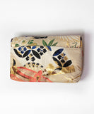 Beige Base Vintage Kimono Obi Detachable Crossbody Bag / White Bird Japanese Shoulder Bag