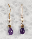 Amethyst Drop Earrings / Shizuku Japanese Earrings