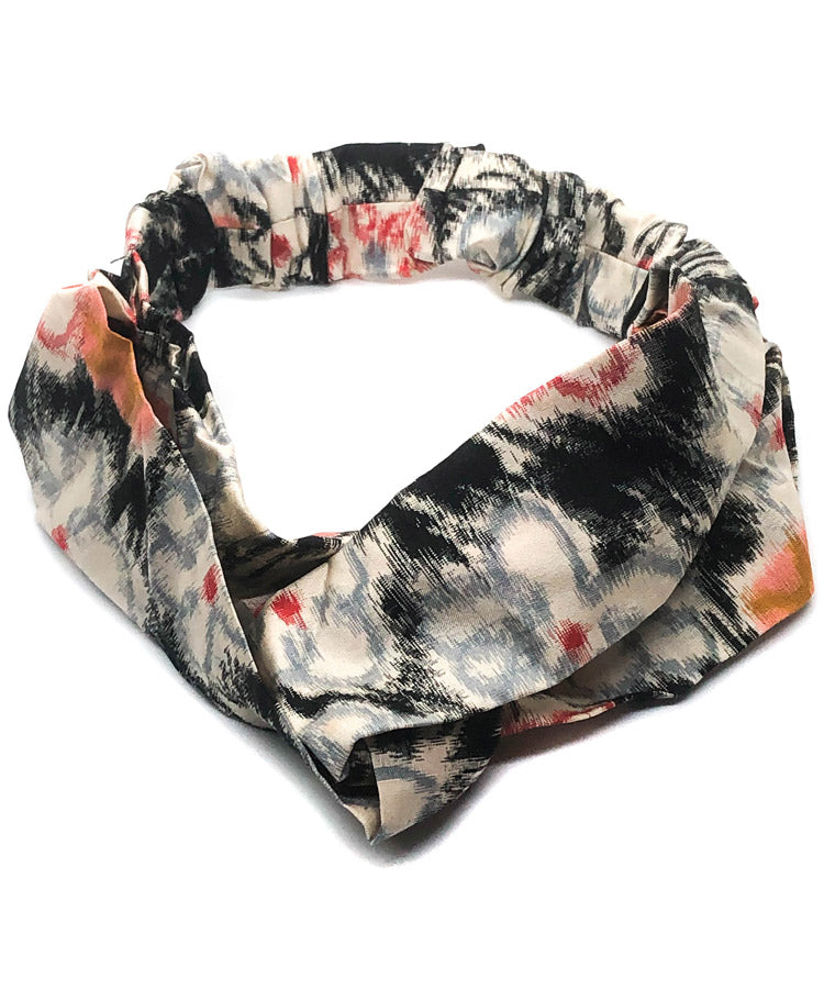 Black & White Vintage Kimono Headband / Japanese Fabric Headband