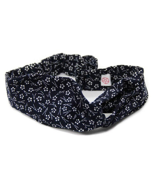 Indigo Blue Plum Blossom Print Japanese Fabric Headband / Cotton Fabric Head Band