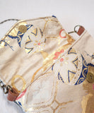 Beige Gold Vintage Kimono Obi Detachable Crossbody Bag  / White Bird Japanese Shoulder Bag