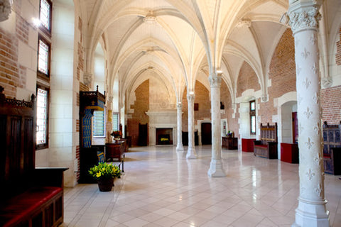The marble columns inside the castle of Amboise in the Loire Valley.