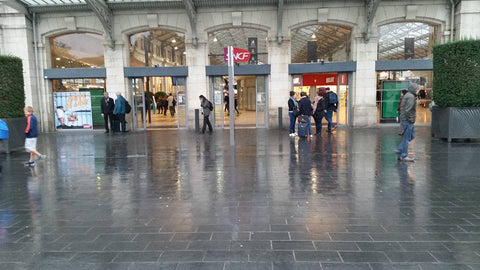 The exterior of the Gare de Lyon station in Paris, France.