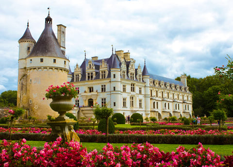 The gardens of Chenonceau castle in the Loire Valley, France.