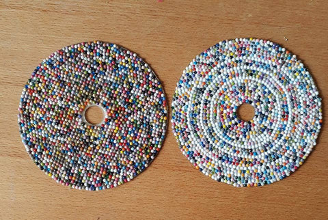 use leftover diamond beads to make coaster