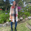 Oversized Elegant Natural Tone Patchwork Alpaca Scarf