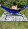 Bohemian Fringe Blue Tribal Deck Outdoor Hammock Relax Backyard