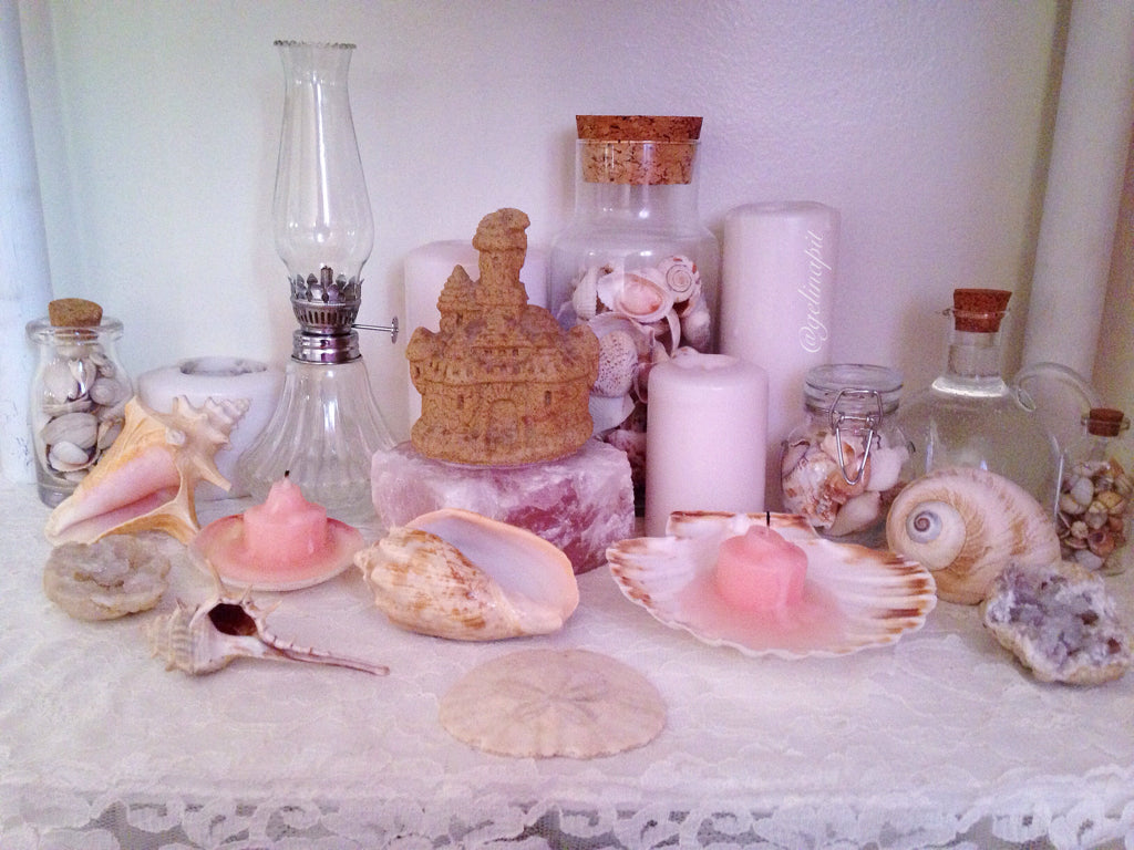a pink altar that's sea themed