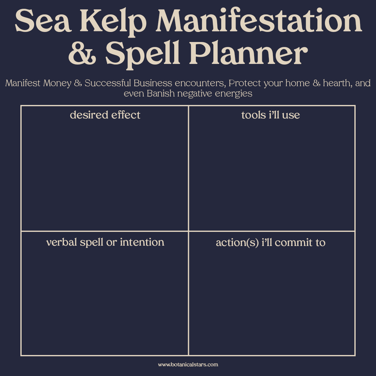 spell planner guide for manifesting and spell casting with sea kelp or bladderwack