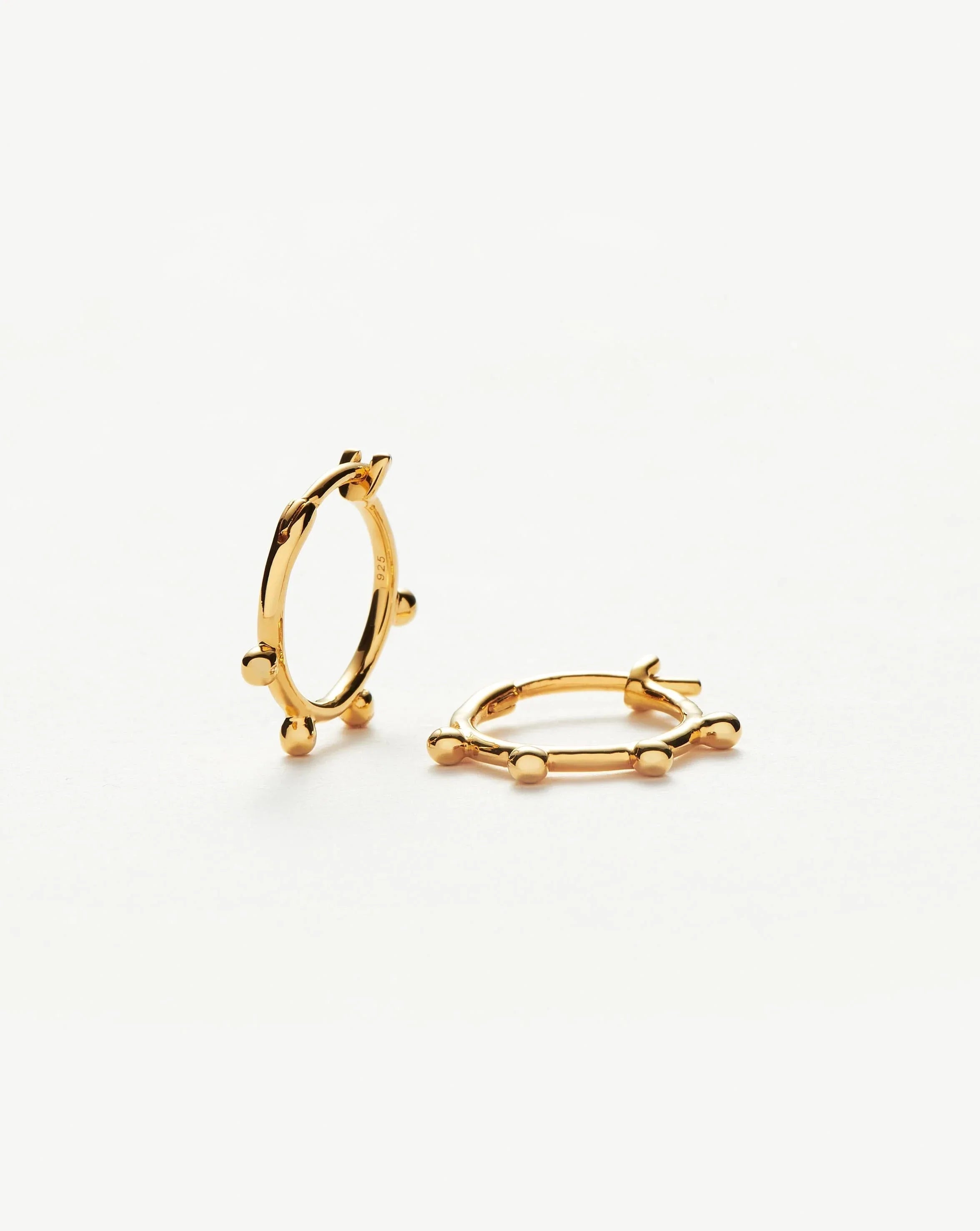 Lucy Williams Tiny Orb Hinged Hoop Earrings | 18ct Gold Plated Vermeil