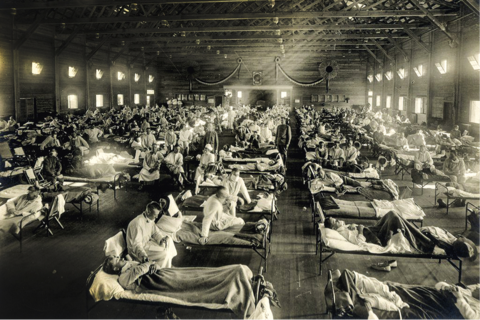 Figura 1. imagens captadas em 1918 durante a pandemia da gripe espanhola.