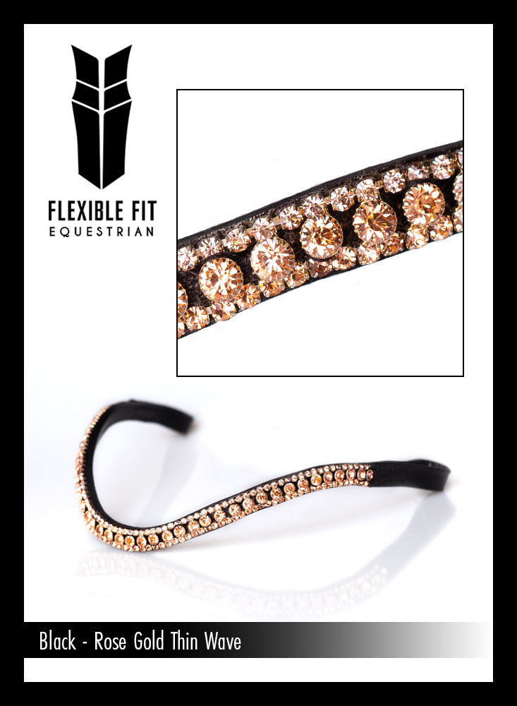 FSS Crystal Bling Curve Shape Browband SHIMMER Rose Gold Pinky Peach/Apricot