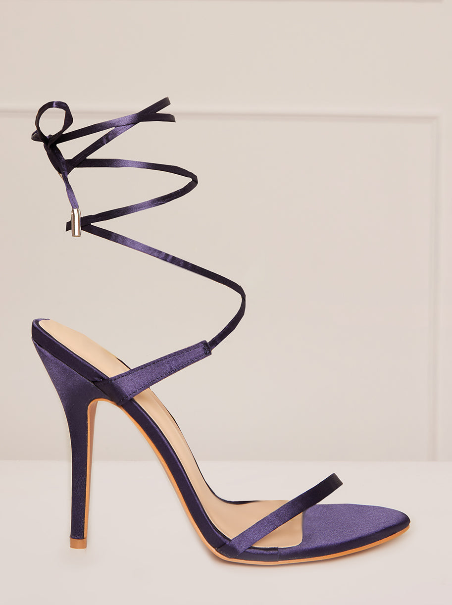 Chi Chi High Heel Lace-Up Sandals in Navy in Blue, Size 6