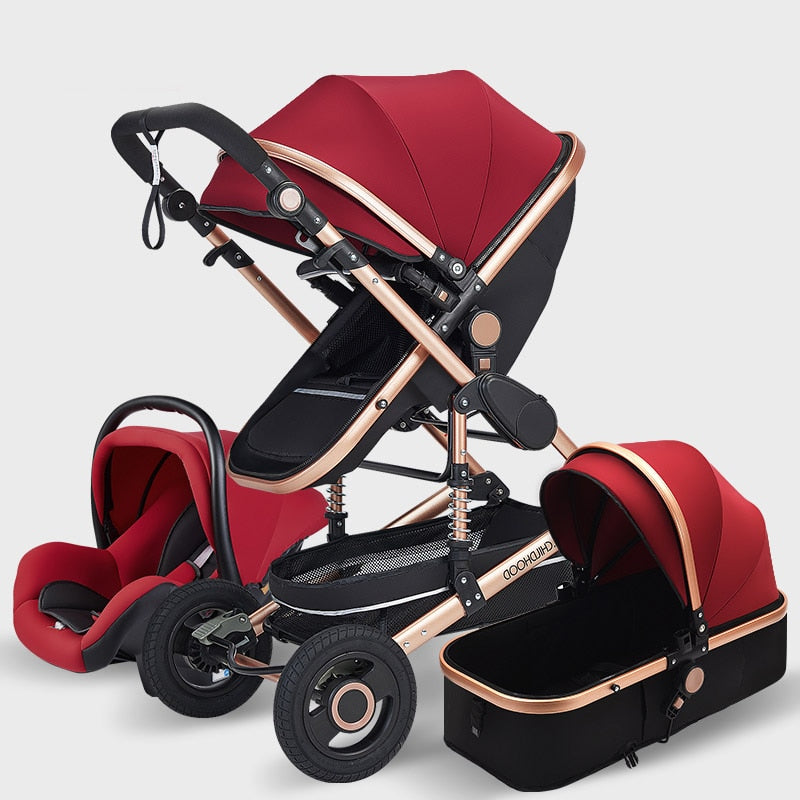 red baby stroller 3 in 1