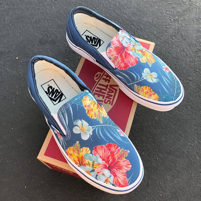 vans shoes flower design