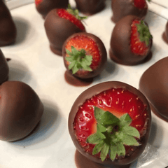 aardbeien met gesmolten chocolade