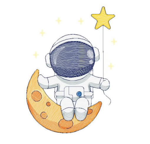 Baby Astronauta en la Luna con Estrella – KJ Applique Embroidery