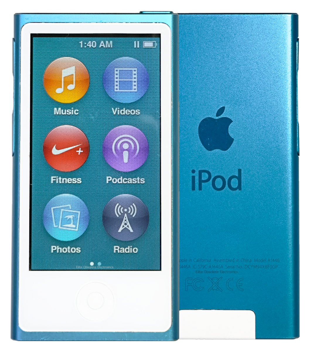 Refurbished Apple iPod Nano 7th 16GB Turquoise Blue New Bat Elite Obsolete Electronics