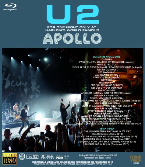 U2 / APOLLO FOR ONE NIGHT ONLY 2018 (1BR) – Music Lover Japan