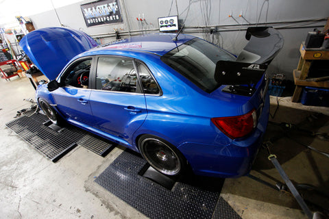 STI sedan on the dyno