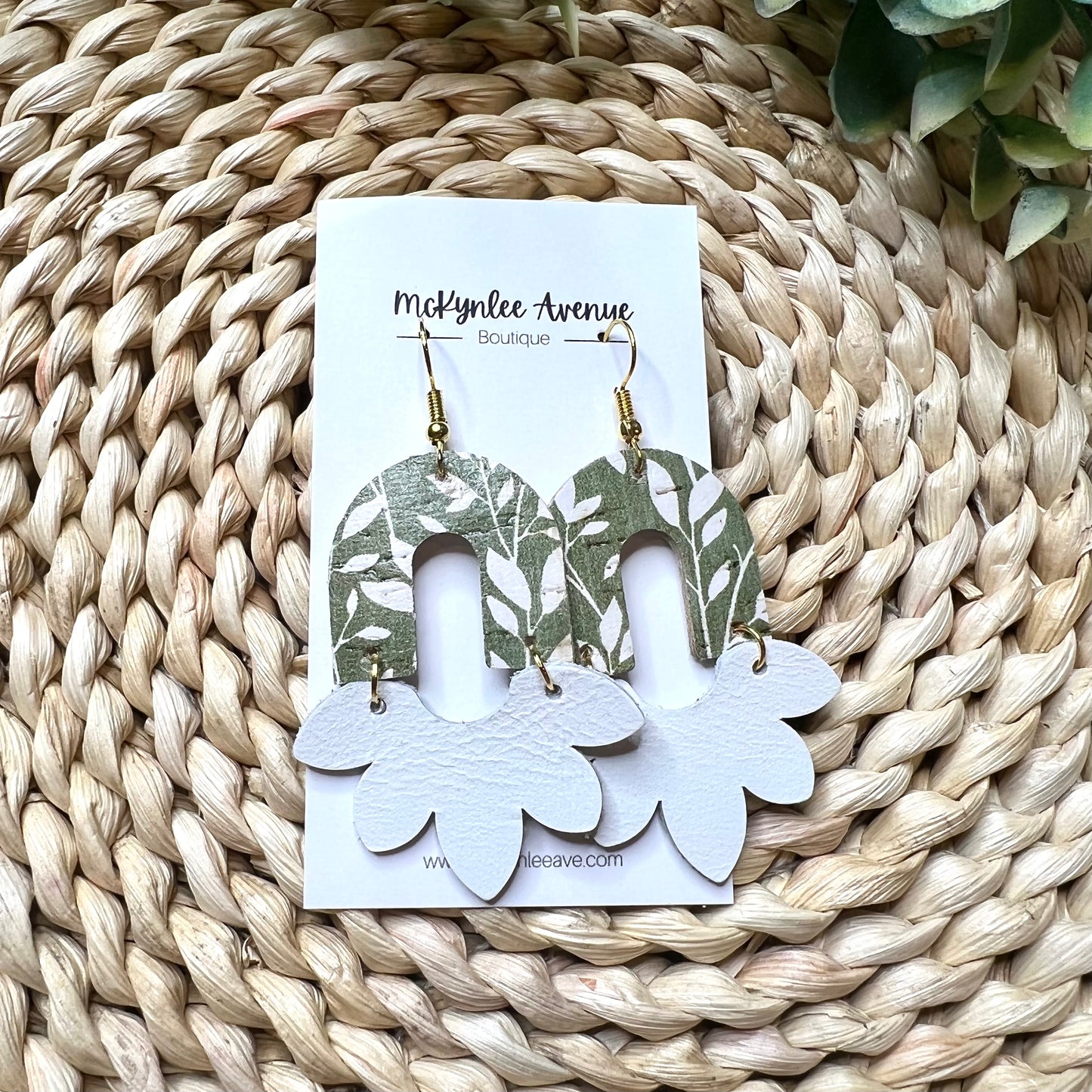 Olive Green & White Willow Phoebe Earrings