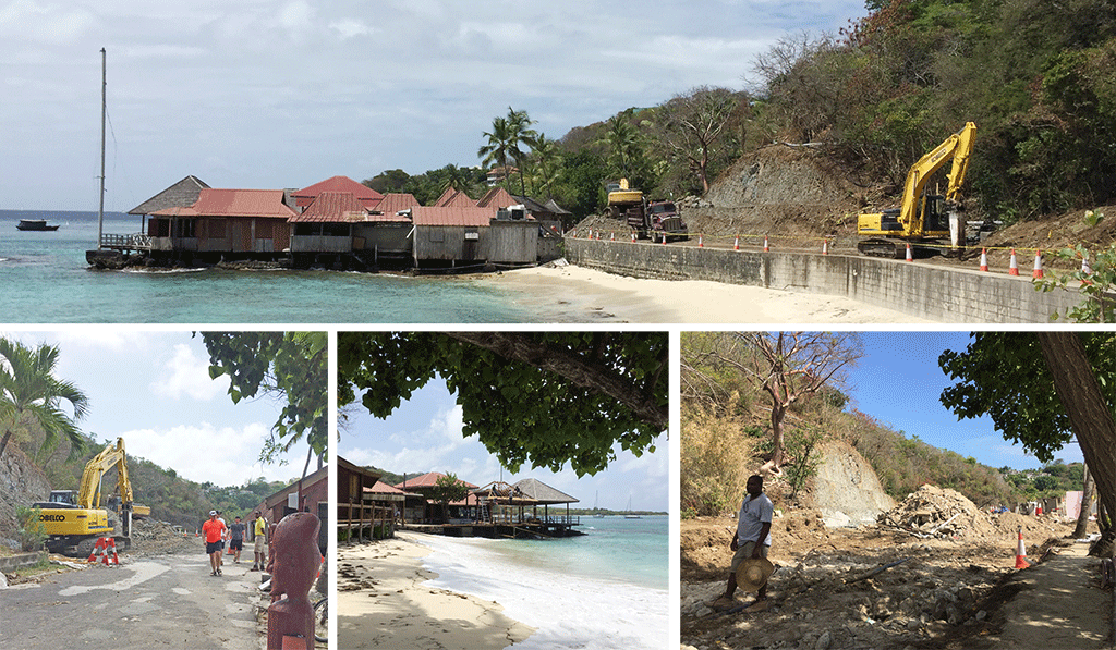 A bar being demolished on Mustique