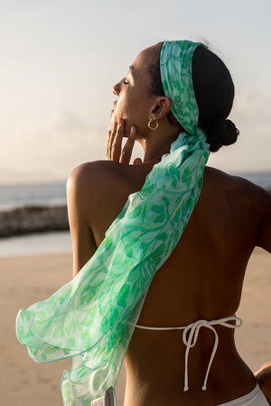 A Lotty B Lime Tree green chiffon sarong makes a versatile addition to your wardrobe or an ideal gift