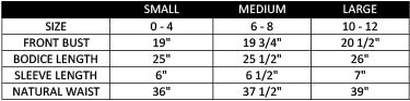 Size Chart Harvest Moon