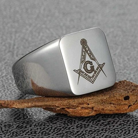 Stainless Steel Silver Toned Masonic Ring for Men and Women