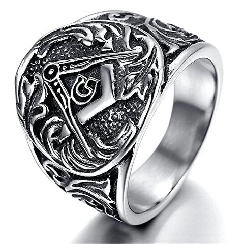 Men's Stainless Steel Vintage Masonic Ring