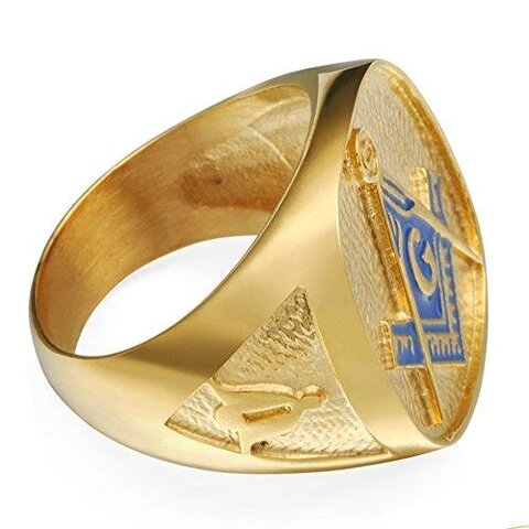 18K Gold Plated Stainless Steel Masonic Ring