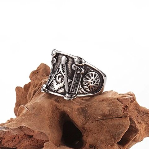 Men's Stainless Steel Gothic Biker Mason Signet Ring