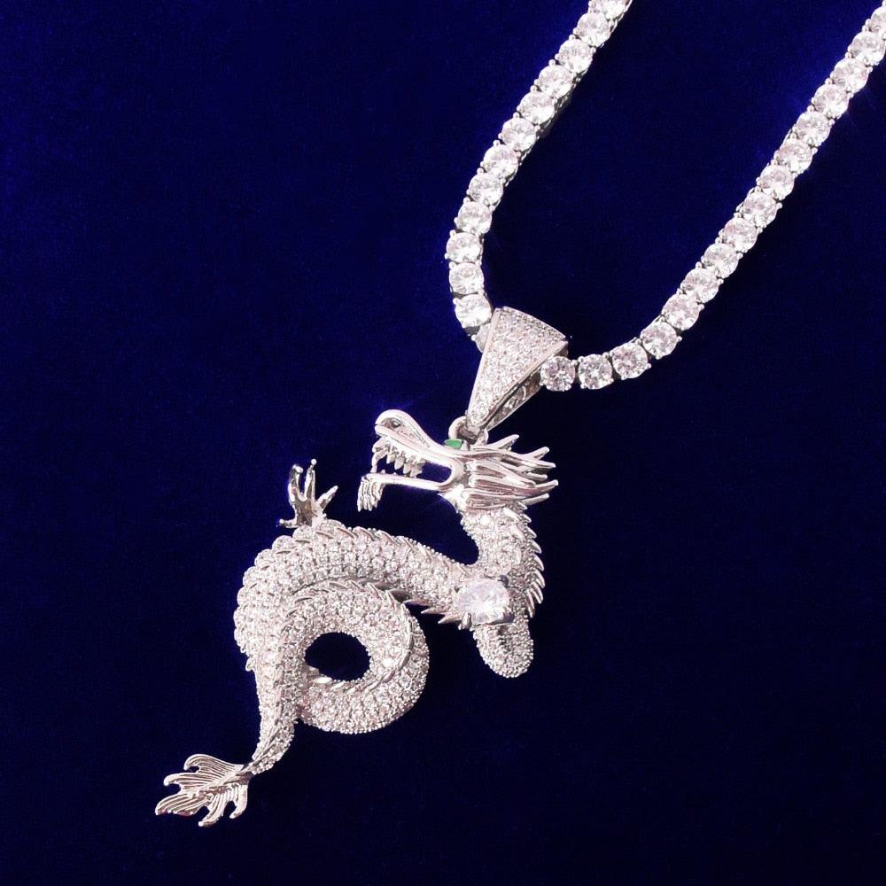 iced out dragon pendant