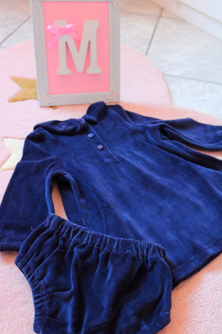 Soft blue velvet dress for kids