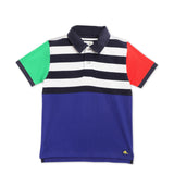 kids-clolorblock striped polo tshirt-ws-hpolo-6146ml