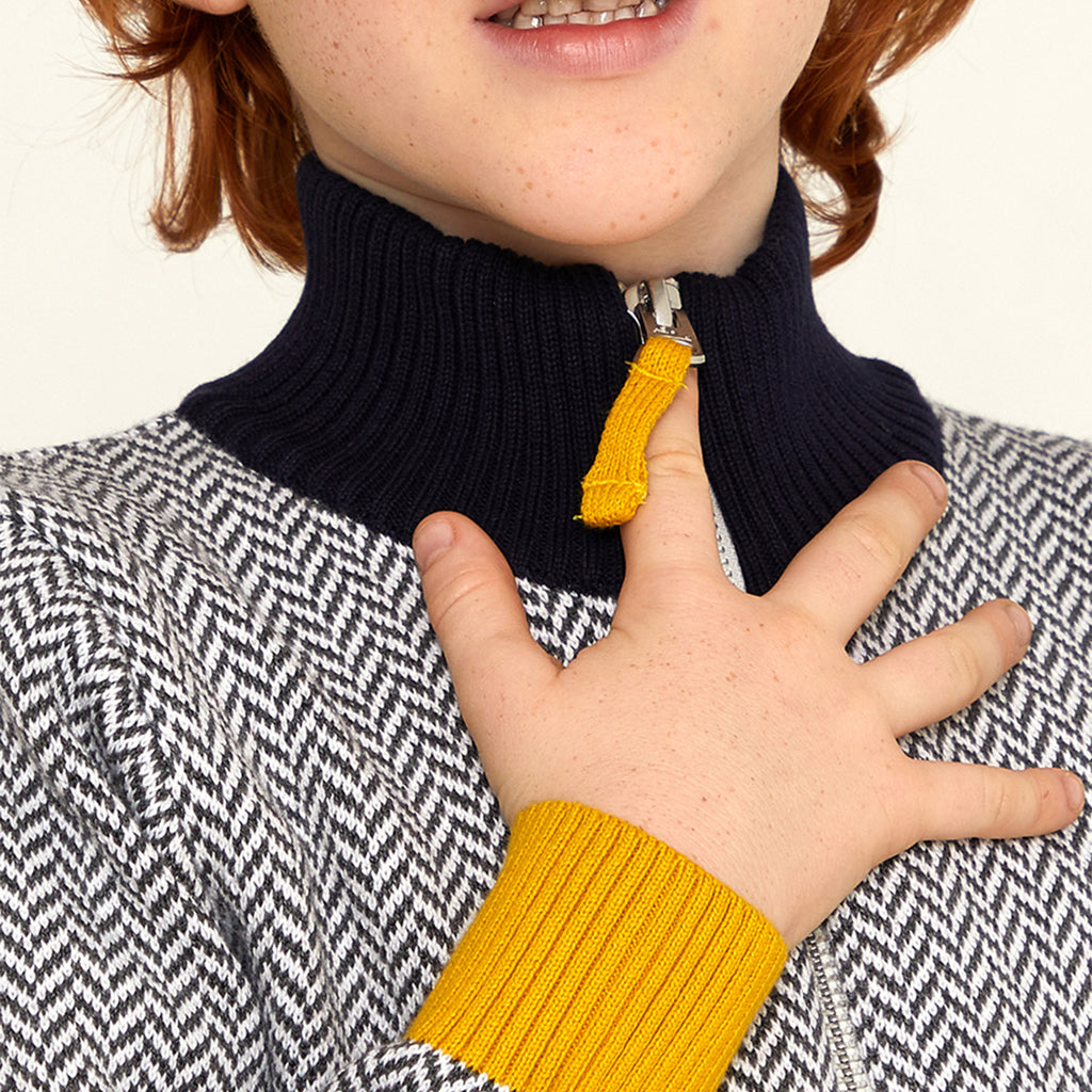 Half Zip Self Knitted Sweater