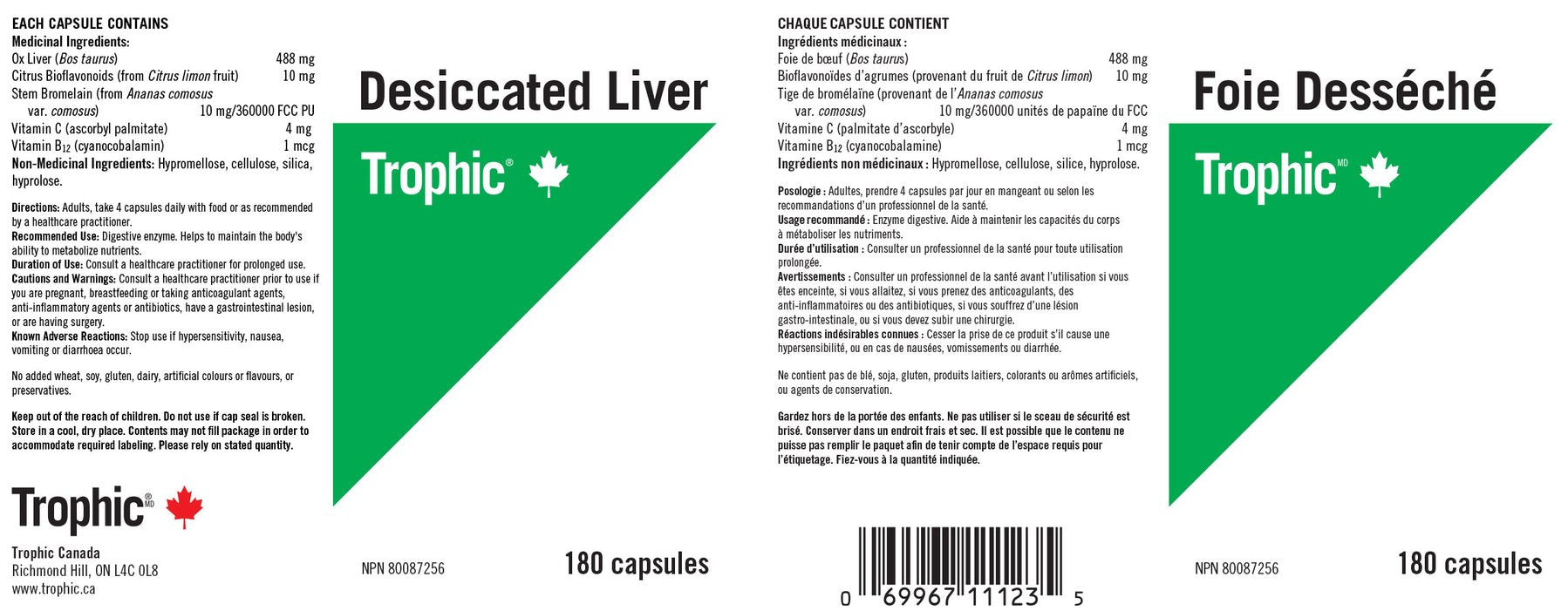 Trophic Desiccated Liver 180 Capsules – Natural Focus Health