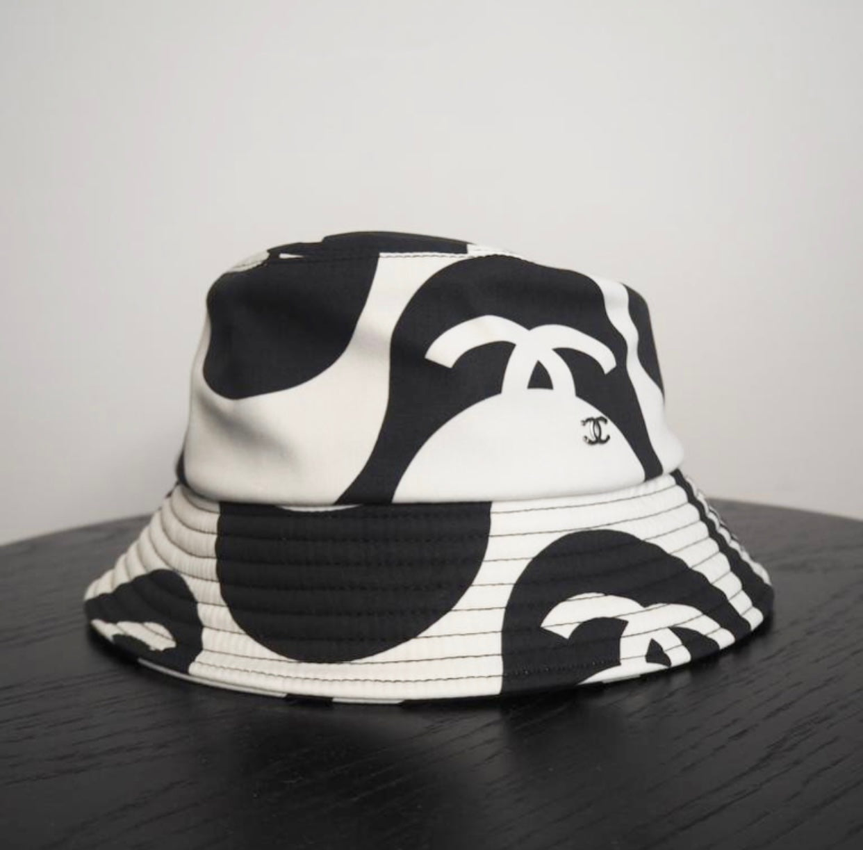 Chanel Black & Ecru Bucket Hat Tailored Styling