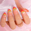 24pcs/Set Rainbow Press On Nails Medium Multicolor Oval Shape
