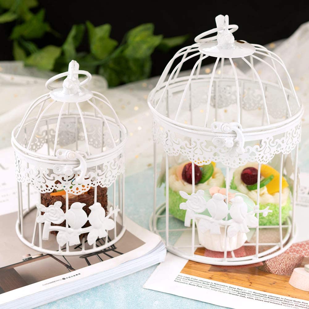 Retro Bird Cage Hanging Lantern Wedding Home Decor Set of 2 