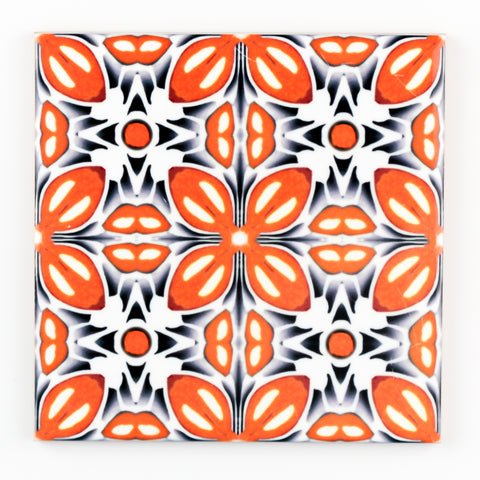 orange fox flower tile