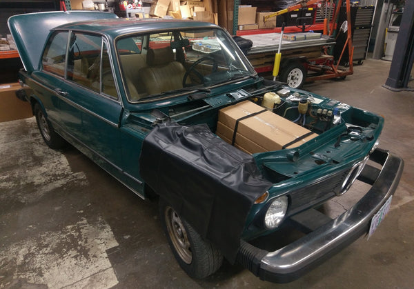 BMW 2002 Series, mocking up TESLA battery module placement