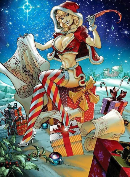 Dessin pin-up sexy noël