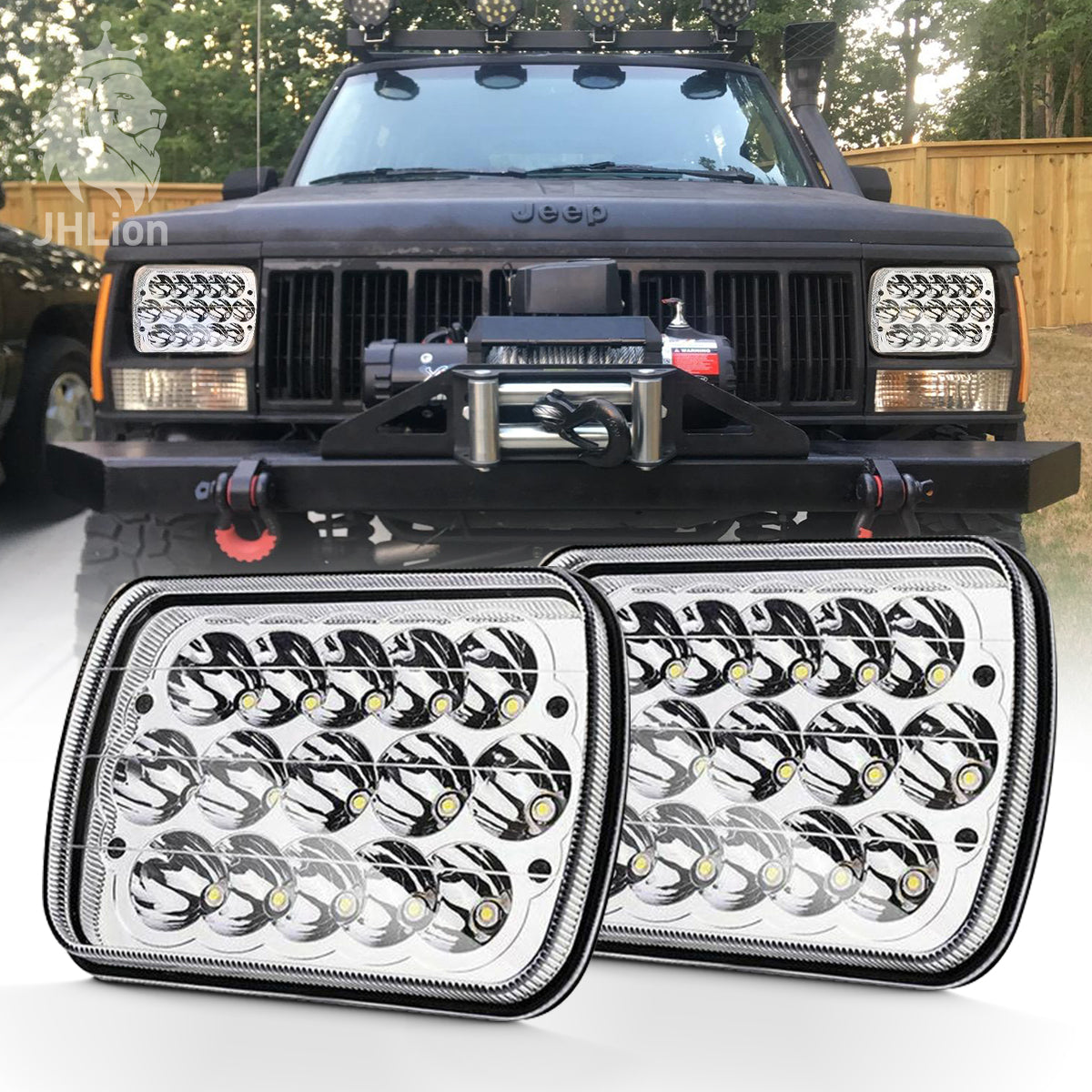 7X6 Led Sealed Beam Headlights  Replace H6054 Headlamps For Jeep Wrangler JK 