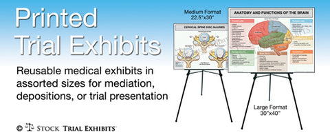 StockTrialExhibits offers cost effective medical exhibits with FREE Shipping on all printed trial exhibits for presentation of personal injury cases 
