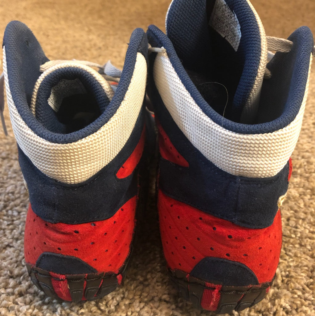 asics aggressor wrestling shoes red white and blue